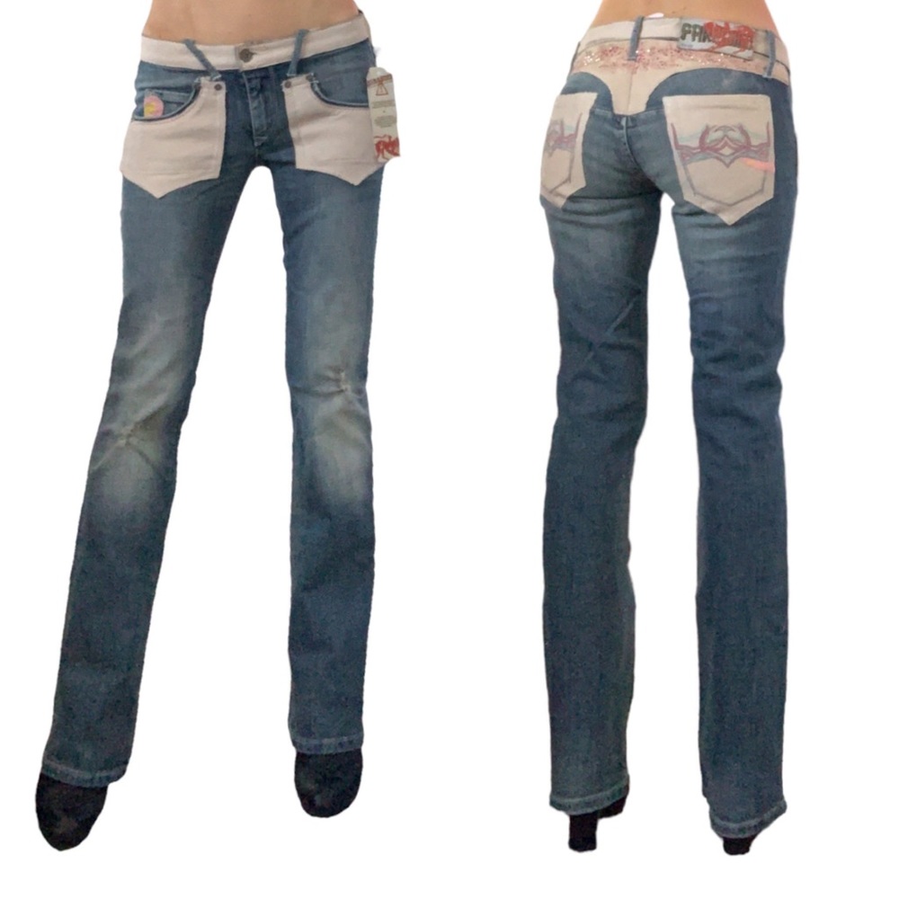 Parasuco Women's Boot Cut Jeans - Blue and White